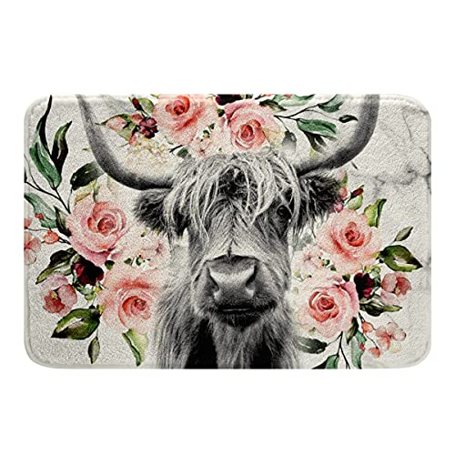 Highland Kuh Blumen Badeteppiche Bull Rinder Badematte Western Lustige Tierbereich Teppich Wildlife...