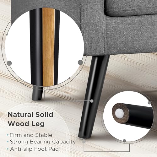 Yaheetech YT-00133793 Modern Living Room Chair, Mid-Century Armchair Button Tufted Back And Wood Legs thumb #6