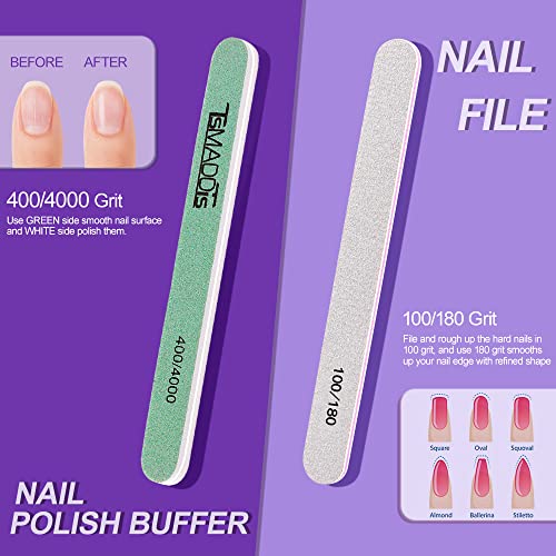 Nail Files And Buffers Set, Tsmaddts Nail Files And Buffers Block, Polish Buffer, Cuticle Nippers, Cuticle Pusher, Cuticle Peeler, File And Lifters For Toenails, 13Pcs Manicure And Pedicure Tools Kit #TOP2