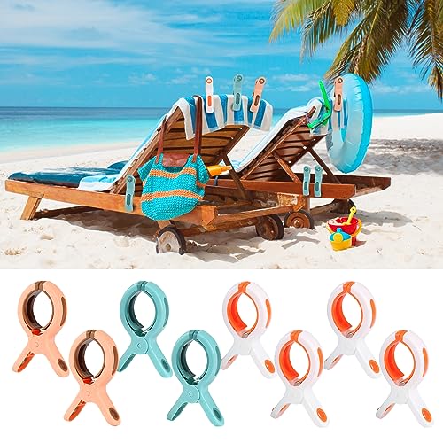 8 Stück Wäscheklammern Groß, Handtuchklammern für Strandliegen, Stabil Strandtuch Klammern, Winddicht Große Klammern, Wäscheklammer für Tägliche Wäsche, Badetuch, Bettwäsche, Dicke Kleidung