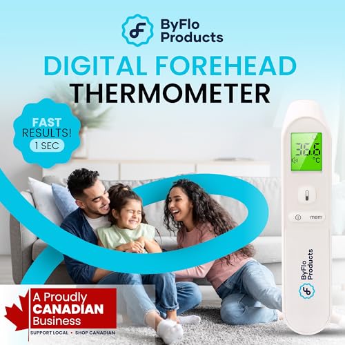 ByFloProducts, Thermometer Adult and Baby, Forehead Digital Thermometer, Infrared Thermometer, Memory and Fever Alarm, Easy to Use, 1 Second Reading Temperature, Proudly Canadian Busines - Image 3