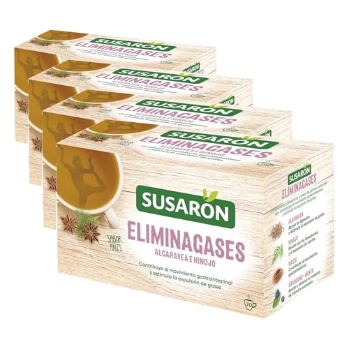Susarón | Infusión Elimina Gases | Alcaravea e Hinojo | Sabor Anís | 20 bolsitas (Paquete de 4)
