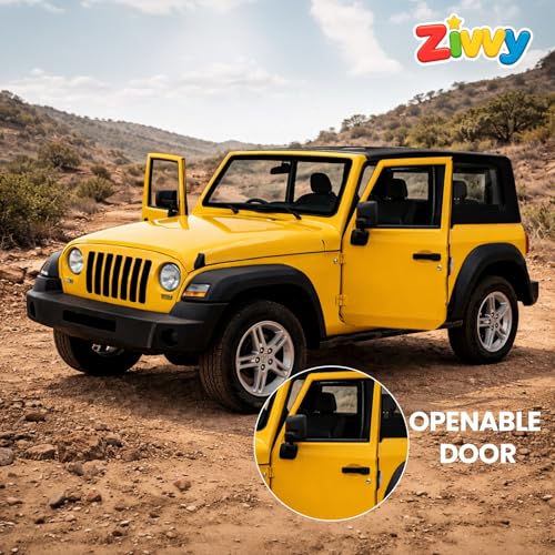 Image of Die Cast Metal Toy Car 1:39 Scale, 4x4 Thar Jeep Car Toy for Kids with Pull Back Action, Openable Doors, Toy Cars for Kids 2+ Years Boys Girls, Miniature Model Car Gift, Random Colors