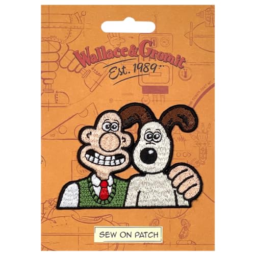 | Wallace and Gromit Sew on Patch | Wallace & Gromit Official Merchandise, Red, cream, brown