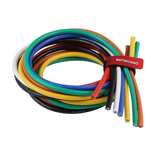 Vista 7 de BNTECHGO Alambre de silicona de calibre 8 de 5 pies, rojo y negro de 5 pies, cable de cobre estañado trenzado de 8 AWG