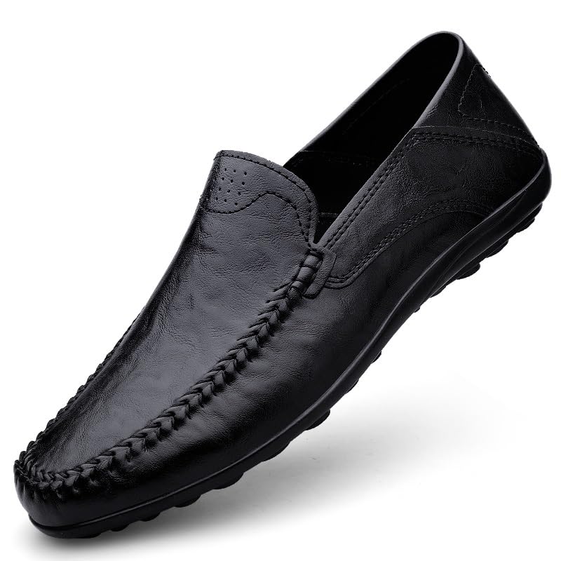 Men's Loafers Round Toe Faux Leather Solid Color Loafer Shoes Anti-Slip Comfortable Flexible Walking Casual Slip-on