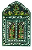 Treasures Of Morocco Moroccan Wall Mirror with Doors Hand Painted Arabesque Handmade Decor Small Green
