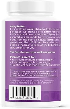 nbpure Immune+ Daily Immune System Supplement (90 Count) | Daily immune system support, Fast-acting formula, Easy to take capsules, Great for year-round wellness, Non-GMO formula
