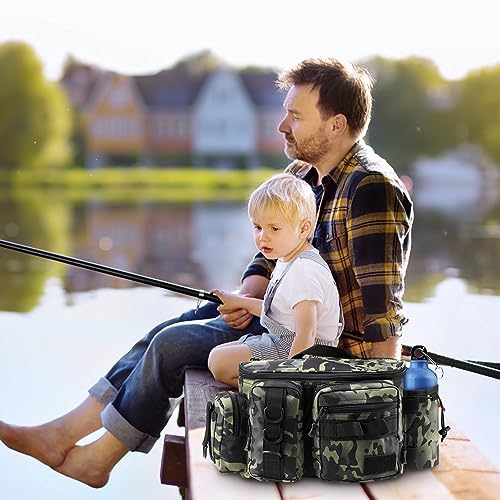 zerotop Fishing Tackle Bags Large Sling Fishing Carryall Bag Multi-Pocket Waterproof Fishing Tackle Storage Bags Holdall with Padded Shoulder Strap - Image 3