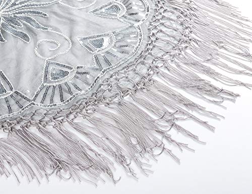 Women's 1920s Scarf Wraps Mesh Sequin Deco Fringed Wedding Cape Evening Shawl Vintage Prom3