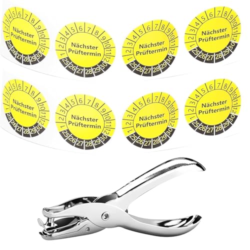 1000 Pièces Plaques de Test Pluriannuelles 30 MM 2025-2030 1 Plaque PerforéE Trou Rond 3 MM Jaune Prochaine Date D'Examen Plaques de Test Autocollantes en MéTal Pince PerforéE éTiquettes D'Entretien