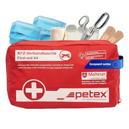 PETEX 43930012 Verbandtasche Inhalt nach DIN 13164, rot