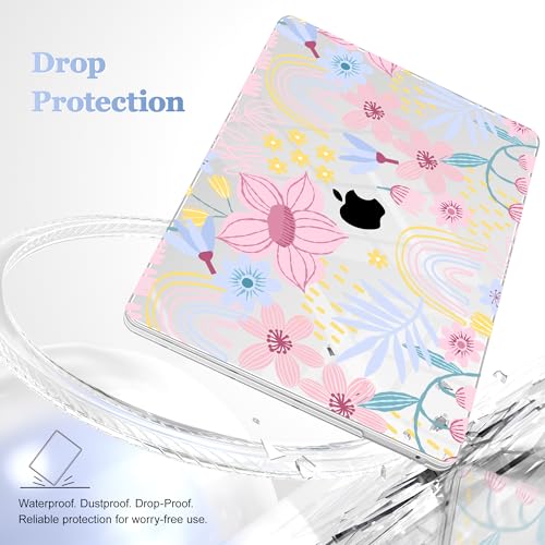 Lepeoac Case for MacBook Pro 13 inch Case M2 2022-2016 A2338 M1 A2251 A2289 A2159 A1989 A1708 A1706, Plastic Hard Shell + Keyboard Cover + Dust Plug, Florals by Lepeoac - Image 7