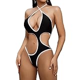 Frauen One Piece Badeanzug Halter Cut Out Bikini Bauch Kontrolle Badeanzug Sexy Monokini