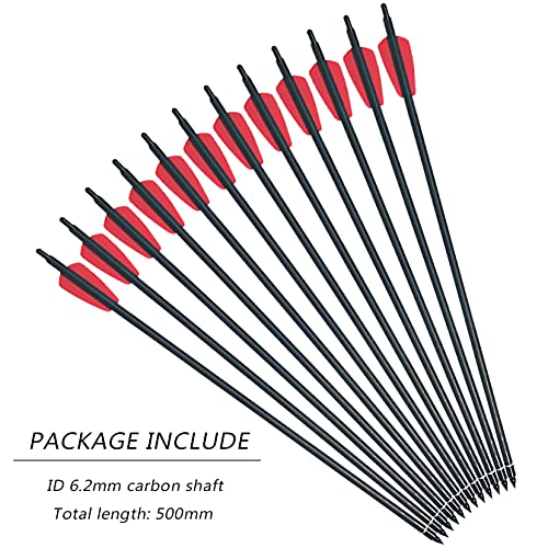 Pandarus Archery Carbon Crossbow Bolts Arrow 15Inch Fletched 2" Vanes With Field Point For Outdoor Hunting Shooting Pack Of 12（Red） #TOP5