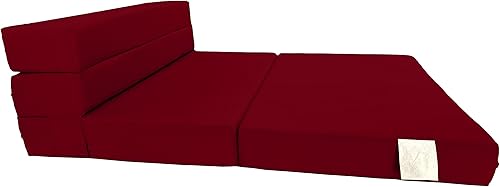 Miniatura 7 de D&D Futon Furniture Colchón plegable portátil, camas de invitados de estudio, colchones de caravana, espuma de alta densidad (rojo, 6 x 48 x 80)