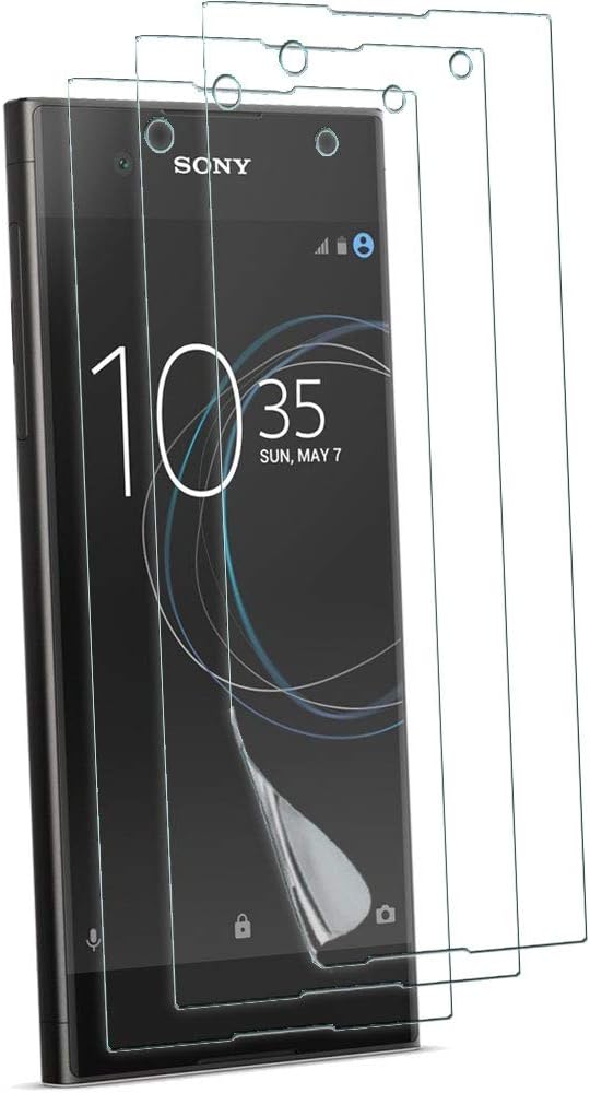 TECHGEAR[3 Pack] Screen Protectors to fit Sony Xperia XA1 [ghostSHIELD Edition] Genuine Reinforced Flexible TPU Screen Protector Guard Covers with Full Screen Coverage inc Curved Screen