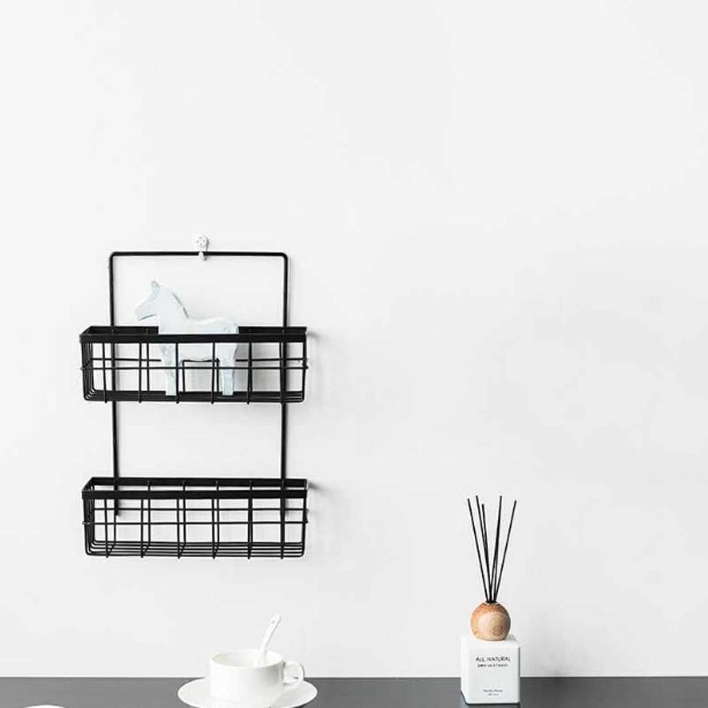 Wrought Iron Rectangular Storage Basket Bathroom Kitchen Rack Drain Wall mounted Soap