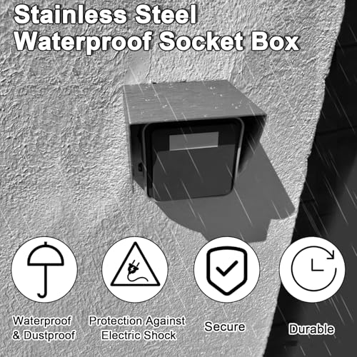 LPZMPZ Steckdose Regenschutz 9.3x9cm Aussenbereich Steckdosenschutz Aussen Spritzwasserschutz Steckdose Außenbereich Wasserdicht Edelstahl für Aussensteckdose Innen Garten Küche