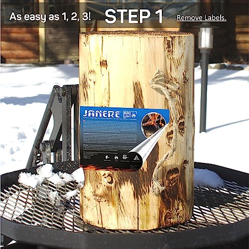 BBQ Light 4 Wood Fire Log with Lighter Cube, Swedish Torch, Swedish Candle, Swedish Fire Log for Camping, Cooking or Small Outdoor Fire from European Pine Tree, 30x30x18 cm