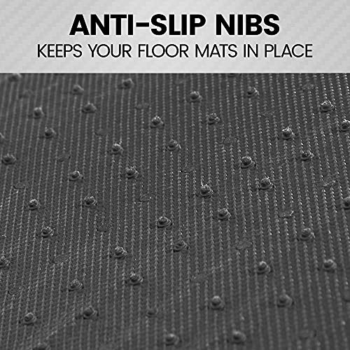 BDK Floor Mats for Cars, Two-Tone Carpet with Faux Leather Accents, Automotive Floor Mat Set with Built-In Heel Pad, Stylish Interior Car Accessories (Black) - Thumbnail 5