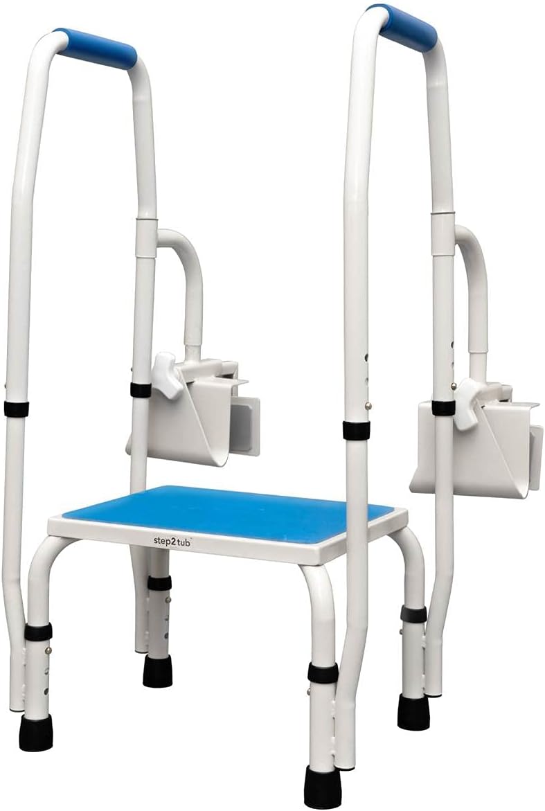 Step2Tub Shower Steps for Seniors - Bathtub Step in Assistance for Elderly - Adjustable, Non-Slip Step Stool with Handle for Elderly - Stainless Steel Bathtub Safety Step