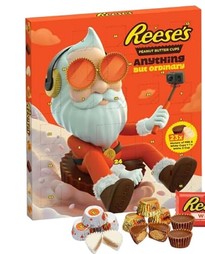 Reese's Peanut Butter Cups Advent Calendar 248g with a Thank You Sticker- Milk Chocolate Flavour Mini Cups - 2023 Christmas