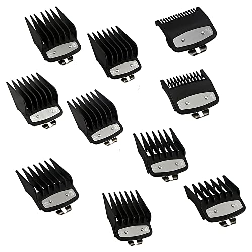 Clipper Guards, 10PCS Professional Hair Clipper Combs Guides Black Versatile Premium Cutting Guide Comb Fits All Full Size Wahl Clippers