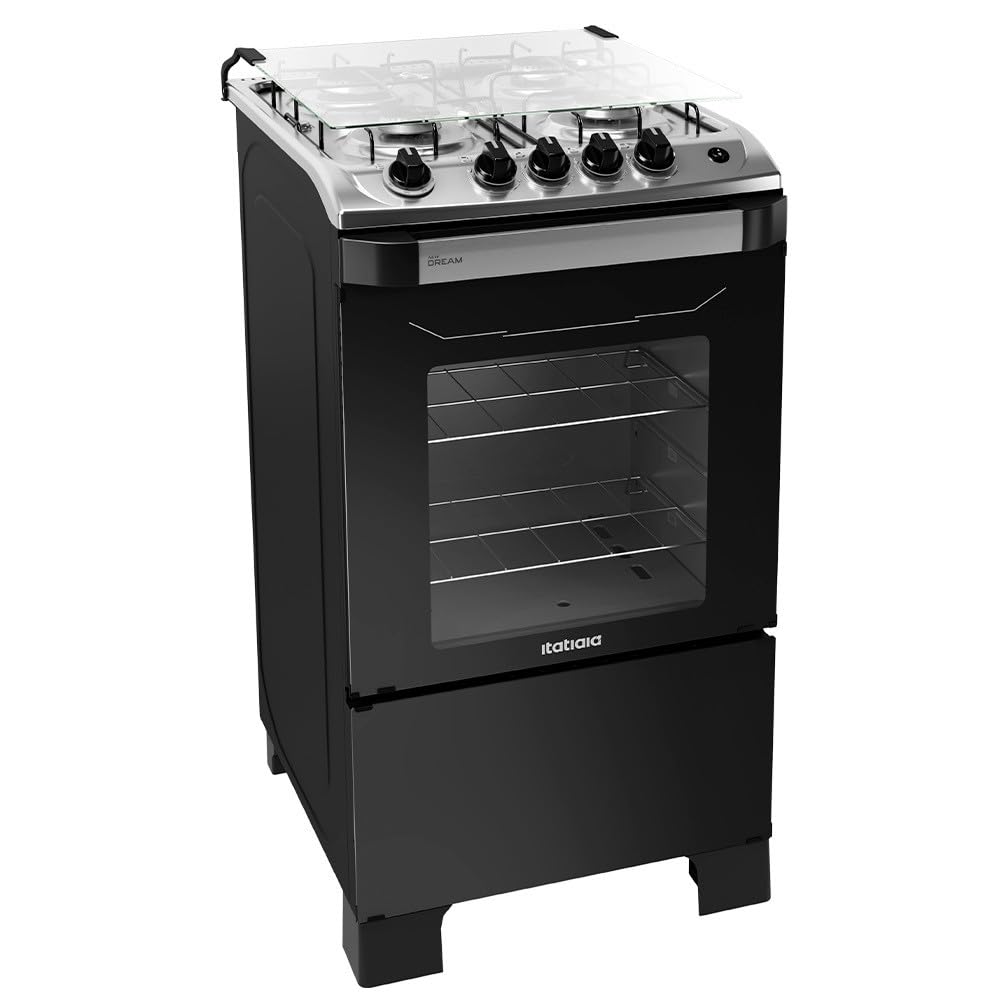 Fogão 4 Bocas a Gás Itatiaia New Dream Acendimento Automático e Forno Limpa Fácil Preto