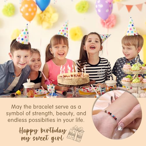 Image of Birthday Gifts for 4-10 Girls, Adjustable Sparkling Delicate Pink Charm Cute Bracelet for Teen Girls for Daughter Granddaughter Niece Sister Teens Friends Birthday Christmas Valentine Gifts