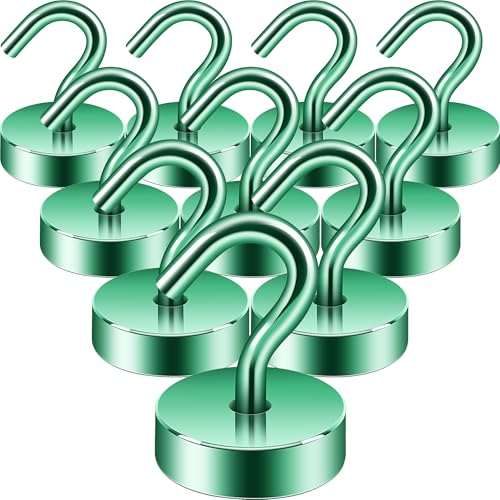 Image of Neosmuk Magnetic Hooks Steel Tube Design for Cruise,40lb+ Green,10 Pack | Cruise Ship Essentials,Heavy Duty Magnett Hooks for Cabins, Refrigerator, Grill, Hanging, and Travel Extra Strong Must-Haves