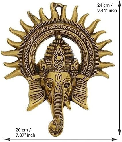 Miniatura 4 de Kalakriti Ídolo Ganesha para decoración del hogar, con Surya Chakra  Ídolo de estatua de Ganeshji Murti  Colgantes de pared Lucky Fengshui  Muestra
