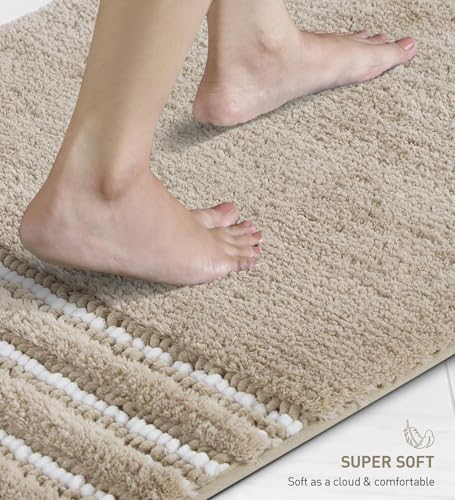 Image of Obsessions Ultra Soft Solid Bath Mat - Premium 1950 GSM Density, Anti-Skid Safety Backing & Superior Absorbency for Quick-Dry Comfort (50x80 cm, Beige)