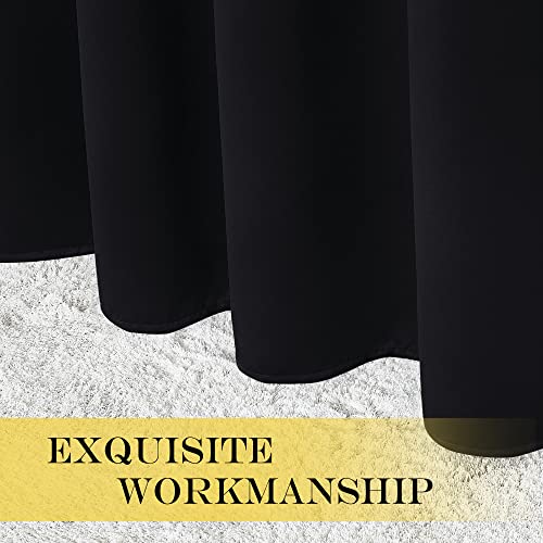NICETOWN Blackout Curtain Panel 90" Long for Living Room - Light Reducing Thermal Insulated Solid Grommet Blackout Curtain Window Curtain Drape for Hall/Villa (1 Panel, W66 x L90, Black)
