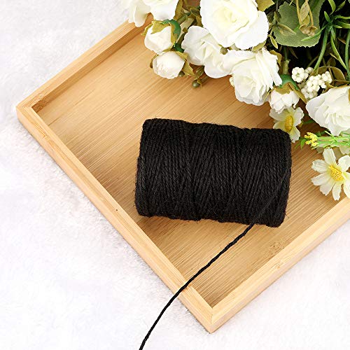 Image of KINGLAKE Natural Jute Twine - 328 Feet, Durable Packing String, Black