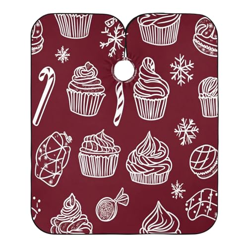 BOESI Doodle Snowflake and Cupcake Pattern Barber Shawl, Waterproof Haircut Shawl, Haircut Salon Apron, Shaving Bib, 55 x 65 inches