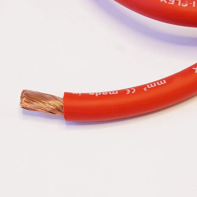 Red & Black Battery/Starter/Welding Flexible PVC Cable Wire 110/170/345 Amp 16mm 25mm 35mm by MKGT® (25mm² Red, 2 Meters)