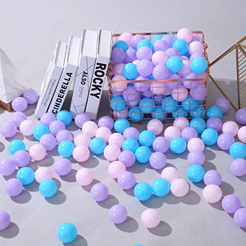 PlayMaty Ball Pit Balls - 3 Macaron Colors 100pcs Plastic Phthalate Free BPA Free Balls Crush Proof Stress Balls Swim Pit Fun Toy with Storage Bag for Baby Playhouse Pool Birthday Party Decoration - Thumbnail 7
