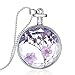 Produktbild Feilok Fashion Transparente Trockener Lavendel Kristall Silber Legierung Länge Kette Rund Anhänger Halskette für Damen Mädchen