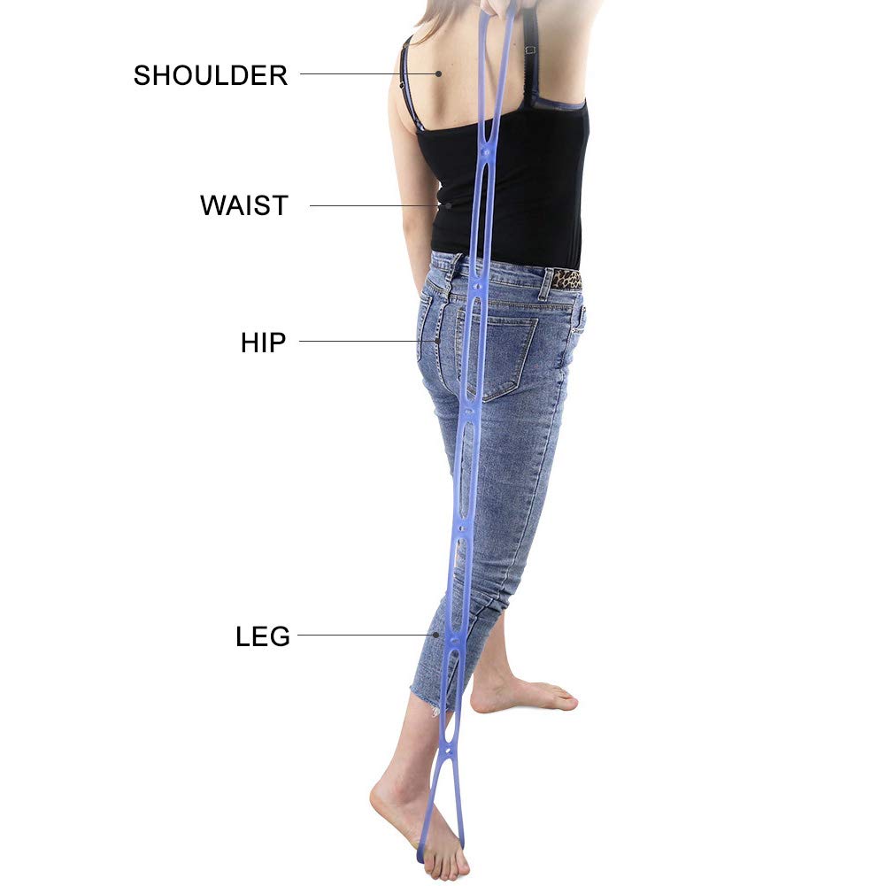 7-Loch Fitness Yoga Seil Band Bein Stretch Gürtel Zugseil Muskelkrafttraining Yoga Body Fitness Stretching Elastic Flexible Spannung(Blau)