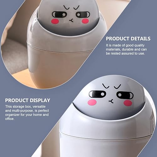 Miniatura 3 de Mipcase Contenedores de almacenamiento de plástico, mini basurero de escritorio de animales, tapa oscilante, papelera de papel pequeña, papelera de