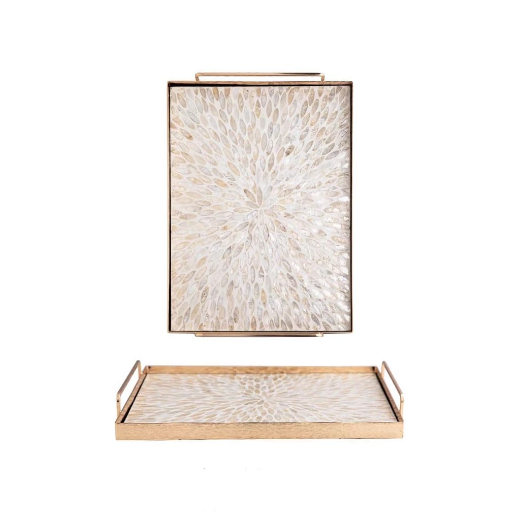 Tray Decor Retro Shell Decorative Tray Home Perfume Jewelry Desktop Storage Tray Food Tray(B)