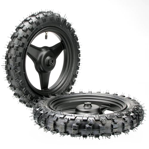SUNQIAO Front and Rear Rim Wheel PW50 Pair of Rim Tire Dirt Bikes ATV Motocross Brake Wheel Assembly Replacement for Yamaha (Black)