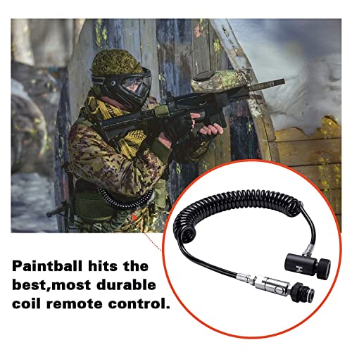 Hk Heavy Duty Paintball Remote Coil High Pressure Air Hose Co2 Compressed Air With Pro Push-Button Quick Disconnect #TOP2