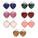 SIDQHICAC 14 colgantes de piedras en forma de corazón, cuentas de chakra, abalorios de cristal,Colgantes de Resina En Forma de Corazón