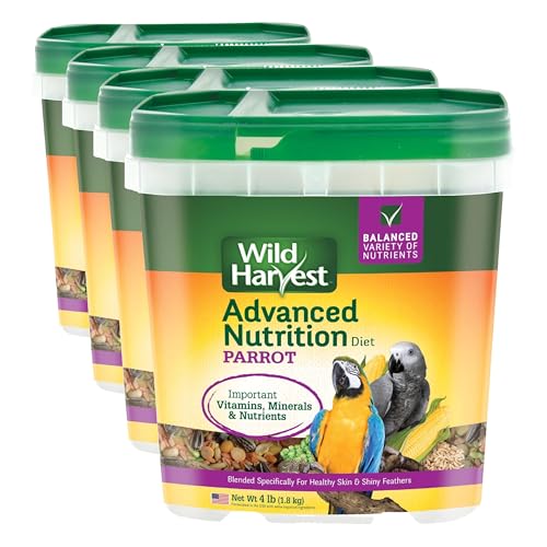 Wild Harvest Advanced Nutrition Parrot, Seed, Grain and Vegetable Mix, 4 Pounds,(Pack of 4)