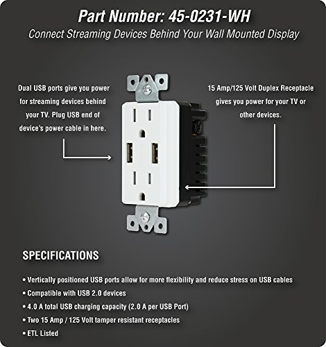 Data Comm Electronics 45-0231-Wh Usb Recessed Media Box With Duplex Receptacle And 4.0 Amp Dual Usb Ports Xx-Large #TOP3