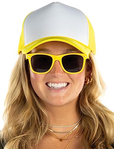Image of Funky Junque Foam Trucker Hat, Trucker Hats for Women & Men - Blank Adjustable Snapback Mesh Back Baseball Cap