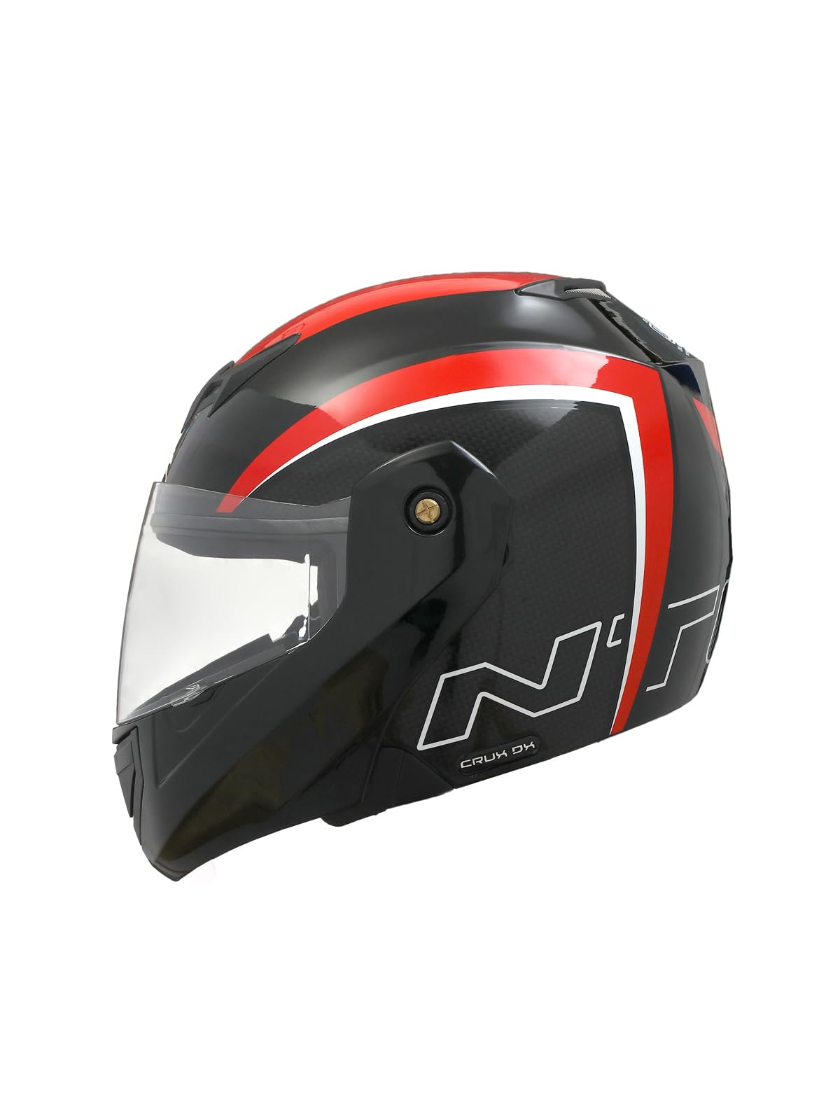 Ntorq Full Face, Flip Up Helmet with ABS Shell, ISI Certified, Scratch and UV Resistant Visor, Red-Black