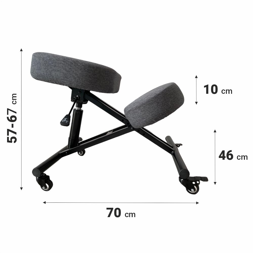BLACK POINT O'kneel Basic Siege Assis Genoux en Lin pour Le Bureau et la Maison. Chaise de Bureau Ergonomique (L'ensemble Comprend Une Housse de Chaise Gris) Siege Ergonomique pour Le Travail